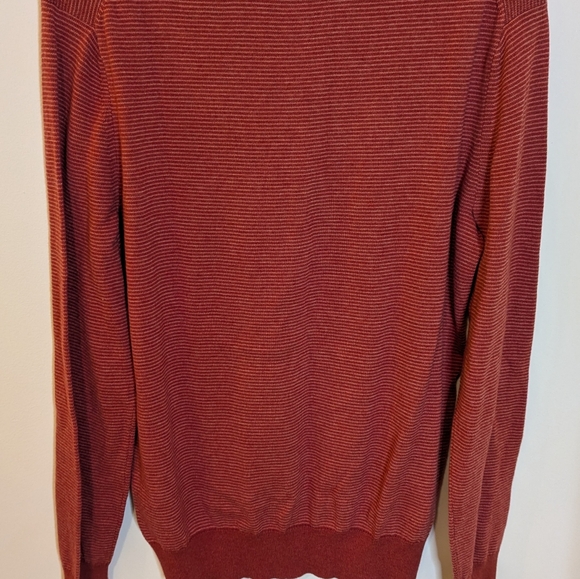 Vineyard Vines Cashmere Blend Thaxter Quarter Zip Striped Rust Color Sweater - Picture 8 of 8